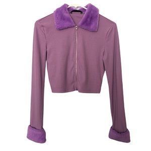 Purple Fur Trim Top